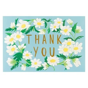 感謝卡 - 藍色底加白色花