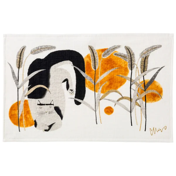 morita Miw日本今治茶巾 - 貓白色背景全幅正面圖