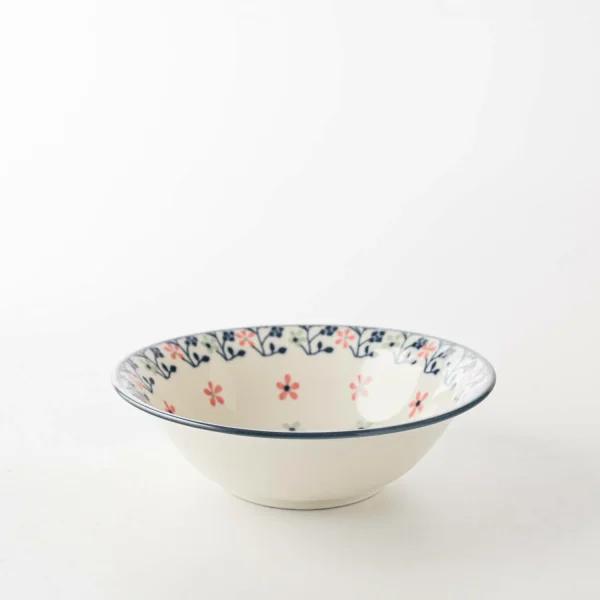 波蘭風美濃燒碗 14.5cm- 白+粉紅款側面