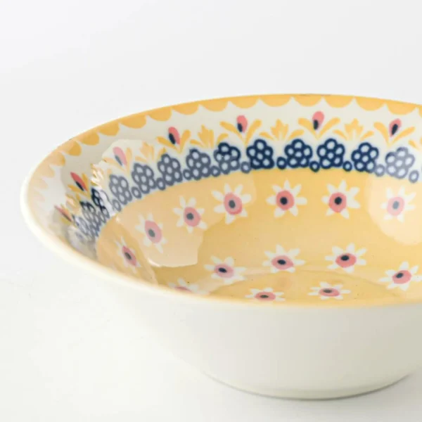 波蘭風美濃燒碗 14.5cm- 黃+粉紅色款圖案設計放大圖片