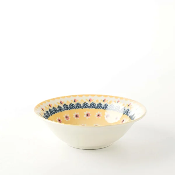 波蘭風美濃燒碗 14.5cm- 黃+粉紅色款側面