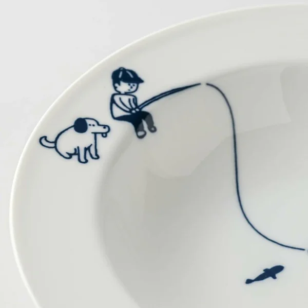 美濃燒釣魚日湯碟圖案設計放大圖片