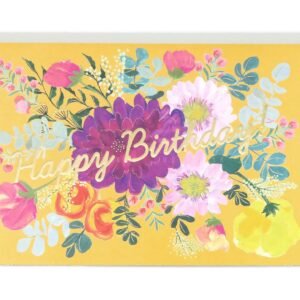 生日賀卡- 黃色紫花盛放