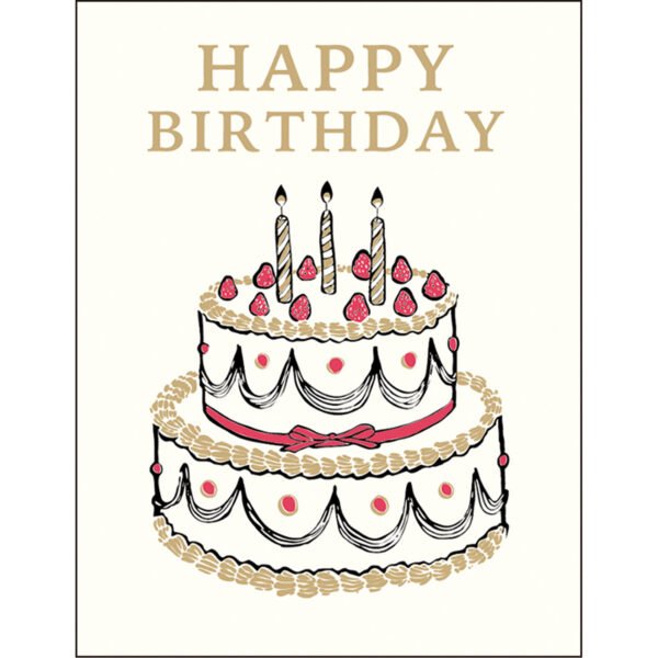 迷你生日賀卡- 白色雙層生日蛋糕 圖案設計放大圖