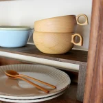 日本手工櫻木湯杯可堆疊起來以節省儲存空間