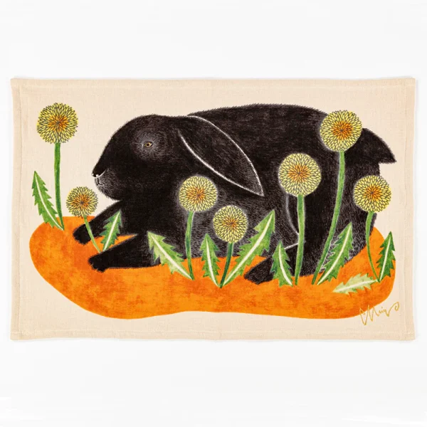 Morita Miw 日本今治茶巾- 野兔白色背景全幅正面圖