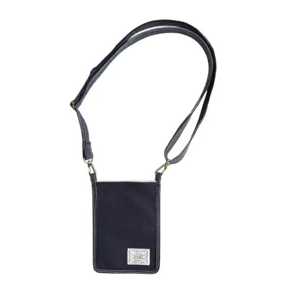 久留米絣手機掛袋 - 藍色正面圖片