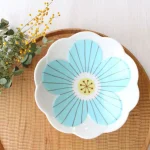 16cm 九谷燒藍色花兒湯碗