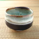 美濃焼抹茶碗-绿色+棕色 邊緣細節