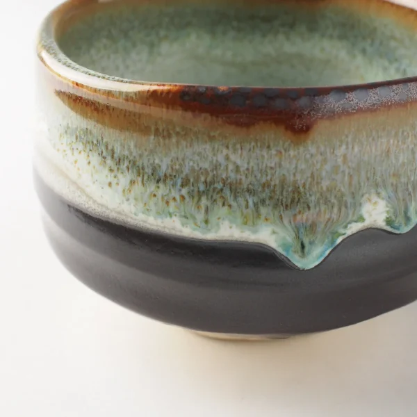 绿色+棕色美濃焼抹茶碗細節放大圖片