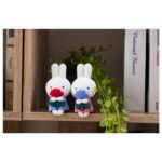 Miffy攝影公仔 - 粉紅色和藍色平批坐在書架上