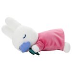 Miffy 睡眠公仔粉紅色裙子藍花朵款 白色背景圖