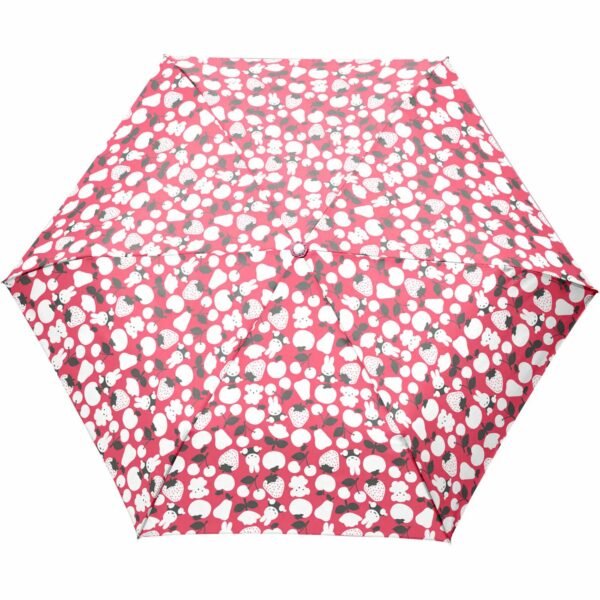 Miffy 伸縮雨傘粉紅色草莓圖案款打開時正面