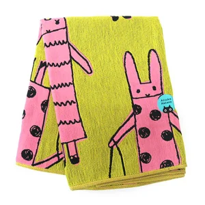 巴黎小兔日本今治浴巾-黃色,圖案設計放大圖片