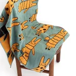 巴黎小兔日本今治浴巾-綠色, 案設計圖片