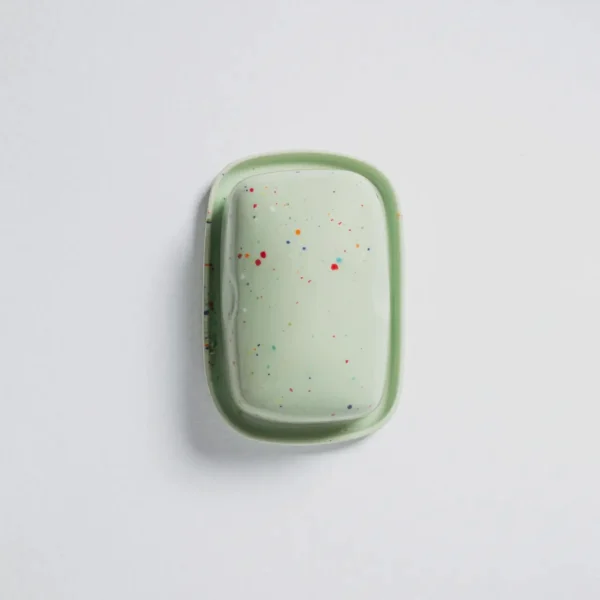 綠色陶瓷牛油盤 俯視圖