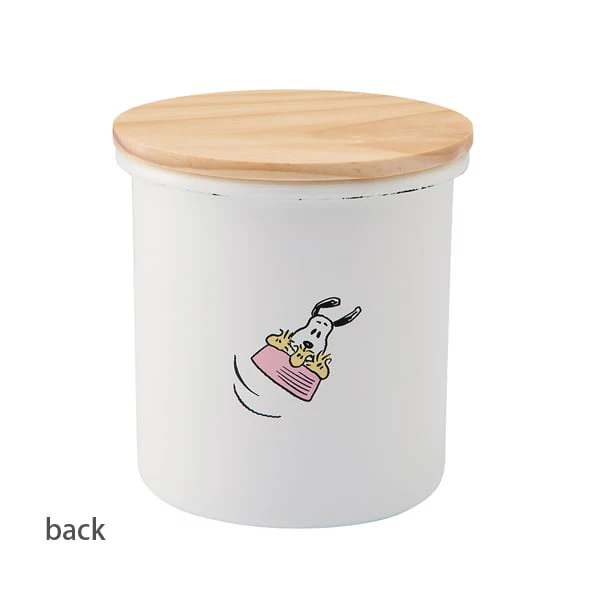 Snoopy Breaktime 日本製琺瑯貯物罐 背面圖