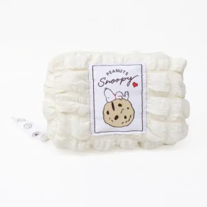 史諾比蓬鬆小包 化妝包 白色 正面