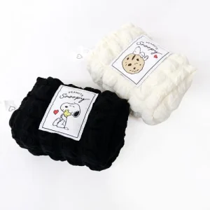 史諾比蓬鬆小包 化妝包 黑色&白色