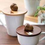 日本實木杯蓋 - 嵌松鼠 嵌兔子