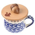 日本實木杯蓋 - 嵌松鼠天然木材顏色