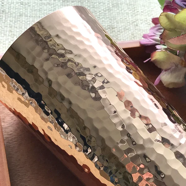 新光堂手製純銅杯細節放大圖片可清楚見到銅杯表面凹凸的質感