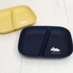 日本製北歐藍色與黃色恐龍分隔盤