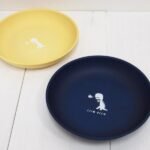 日本製北歐圓形藍色與黃色恐龍分隔盤