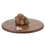 日本實木杯蓋胡桃木色-嵌兔子