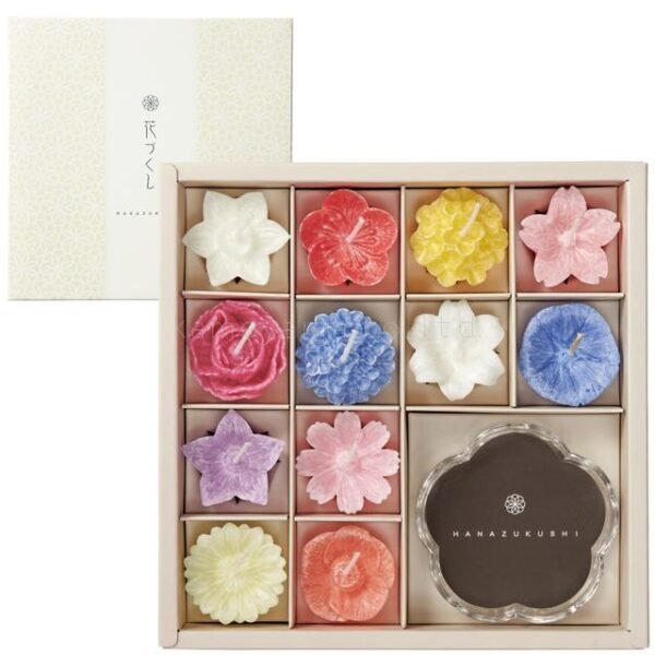12 月份花朵造型蠟燭禮盒 (12 種造型)-裝在精緻的禮盒內正面圖片