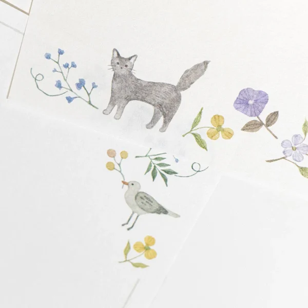 方形記事本 貓與小鳥圖案設計展示圖片