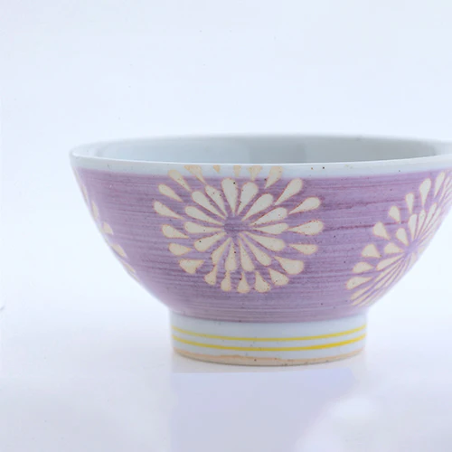 波佐見燒花火飯碗 薰衣草色 側面