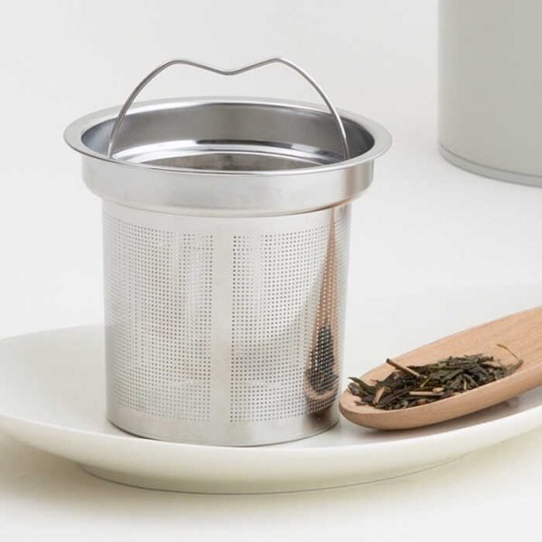 SALIU 祥SYO 灰色美濃燒手工茶附有不銹鋼茶隔