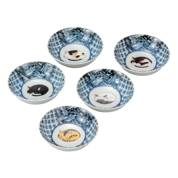 九谷燒睡貓碗5件套裝