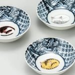 九谷燒睡貓碗5件套裝5個設計中的3個