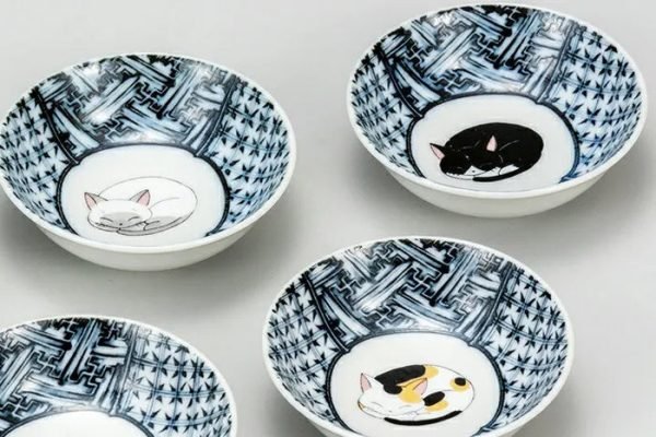 九谷燒睡貓碗5件套裝5個設計中的3個 pic.2