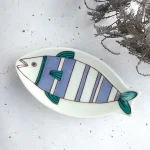 Kutani Ware Handcrafted Fish Dish - green