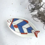 Kutani Ware Handcrafted Fish Dish - red