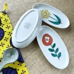 九谷燒橢圓手工花兒小碟 pic.2