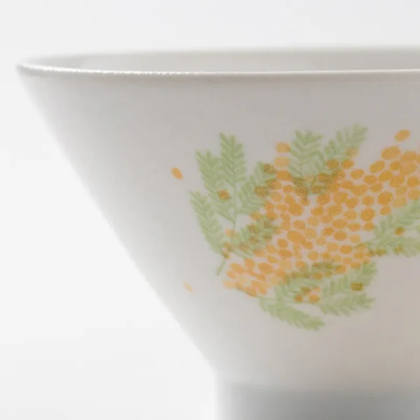 Mimosa美濃燒蓋飯碗白色金木犀圖案圖案設計放大圖片