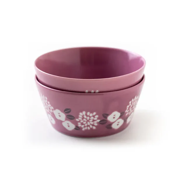 PLANTAREE 美濃燒碗紫色椿款兩個碗疊起的樣子