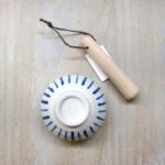 美濃燒藍色條紋研缽底部與磨杵