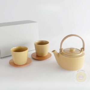 SALIU 祥SYO 美濃燒手工茶壺 茶杯連木杯墊套裝 - 蜜色