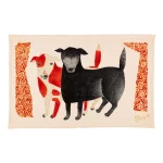 morita Miw towel - black and red dog with white background