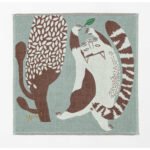 morita Miw 插畫方形毛巾- 淺藍色貓咪款