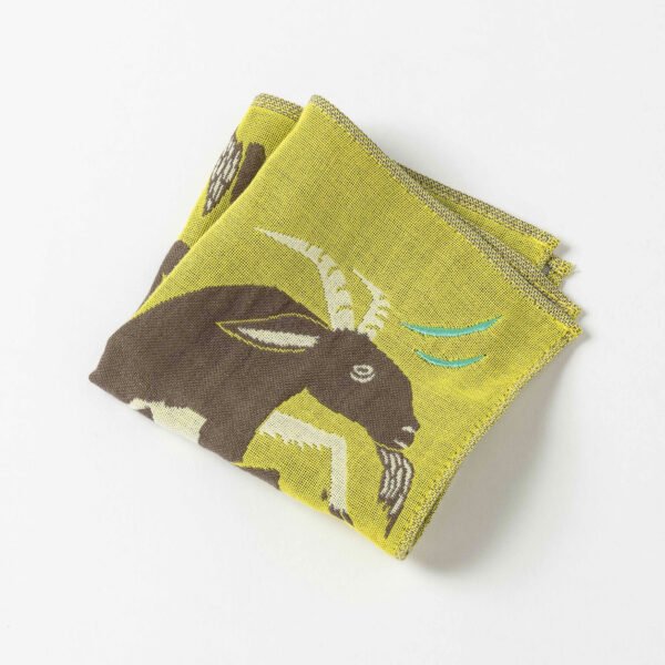 morita Miw 插畫方形毛巾- 青色山羊款,案設計放大圖片