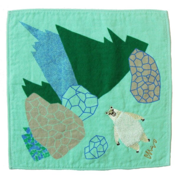 moritaMiW 絨毛刺繡方形毛巾- 北極熊