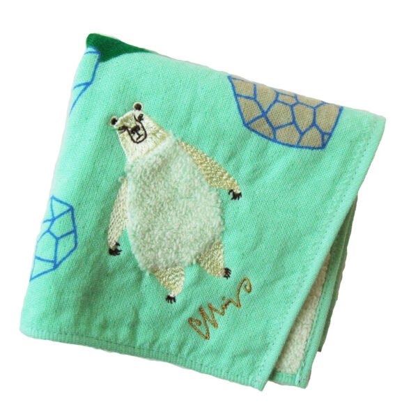 moritaMiW 絨毛刺繡方形毛巾- 北極熊圖案設計放大圖片