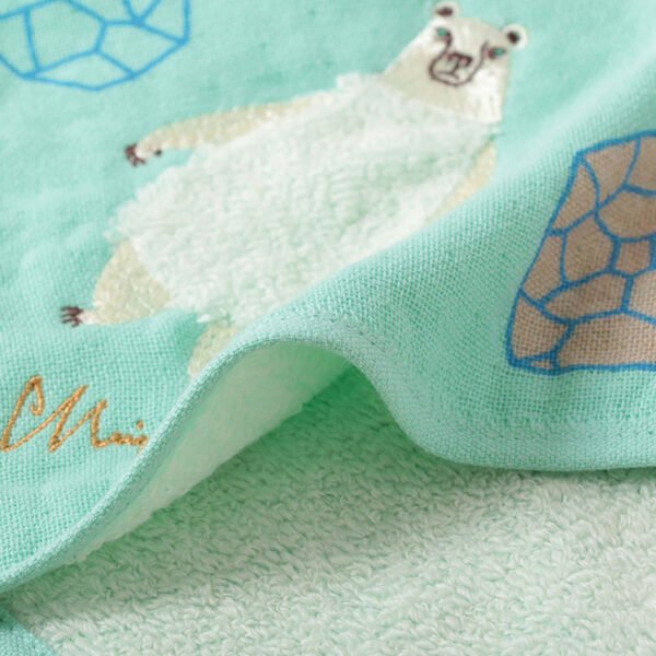 moritaMiW 絨毛刺繡方形毛巾- 北極熊大特寫