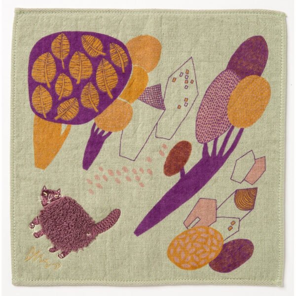 moritaMiW 絨毛刺繡方形毛巾- 貓